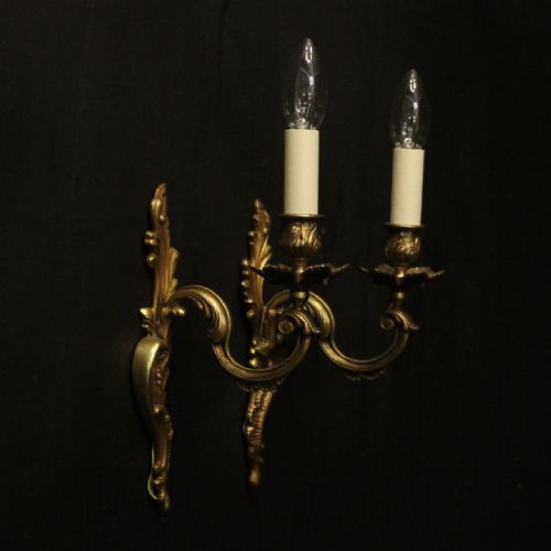 FRENCH PAIR OF GILDED SINGLE ARM WALL LIGHTS - ADDITIONAL PHOTO 9