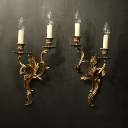 french pair of bronze antique wall sconces - CATEGORY: ANTIQUE LIGHTING - DATED 19TH CENTURY
