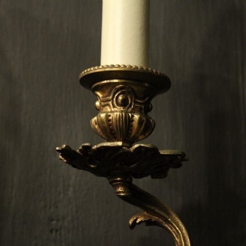 FRENCH PAIR OF BRONZE ANTIQUE WALL SCONCES - ADDITIONAL PHOTO 7