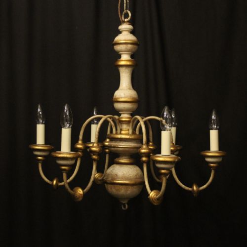 florentine 6 light polychrome chandelier - CATEGORY: ANTIQUE LIGHTING - DATED 1930