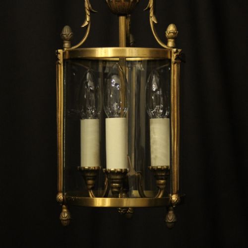FRENCH GILDED TRIPLE LIGHT ANTIQUE LANTERN - ADDITIONAL PHOTO 1