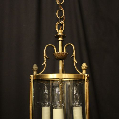 FRENCH GILDED TRIPLE LIGHT ANTIQUE LANTERN - ADDITIONAL PHOTO 2