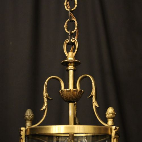 FRENCH GILDED TRIPLE LIGHT ANTIQUE LANTERN - ADDITIONAL PHOTO 3