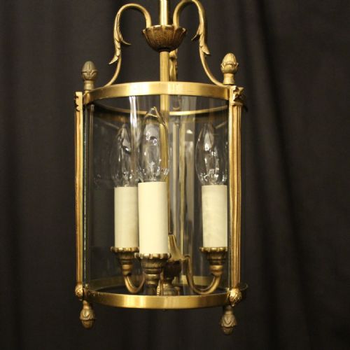 FRENCH GILDED TRIPLE LIGHT ANTIQUE LANTERN - ADDITIONAL PHOTO 4