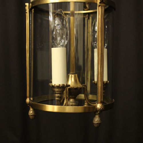 FRENCH GILDED TRIPLE LIGHT ANTIQUE LANTERN - ADDITIONAL PHOTO 5