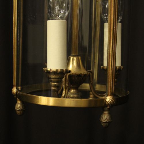 FRENCH GILDED TRIPLE LIGHT ANTIQUE LANTERN - ADDITIONAL PHOTO 6