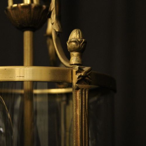 FRENCH GILDED TRIPLE LIGHT ANTIQUE LANTERN - ADDITIONAL PHOTO 8