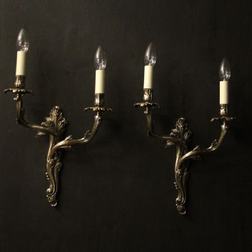 french pair of twin arm antique wall lights - CATEGORY: ANTIQUE LIGHTING - DATED 1930