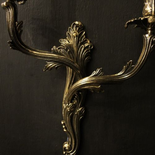 FRENCH PAIR OF TWIN ARM ANTIQUE WALL LIGHTS - ADDITIONAL PHOTO 2