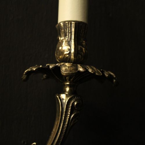 FRENCH PAIR OF TWIN ARM ANTIQUE WALL LIGHTS - ADDITIONAL PHOTO 5