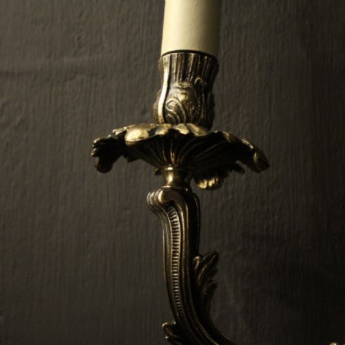 FRENCH PAIR OF TWIN ARM ANTIQUE WALL LIGHTS - ADDITIONAL PHOTO 8