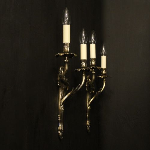 FRENCH PAIR OF TWIN ARM ANTIQUE WALL LIGHTS - ADDITIONAL PHOTO 9