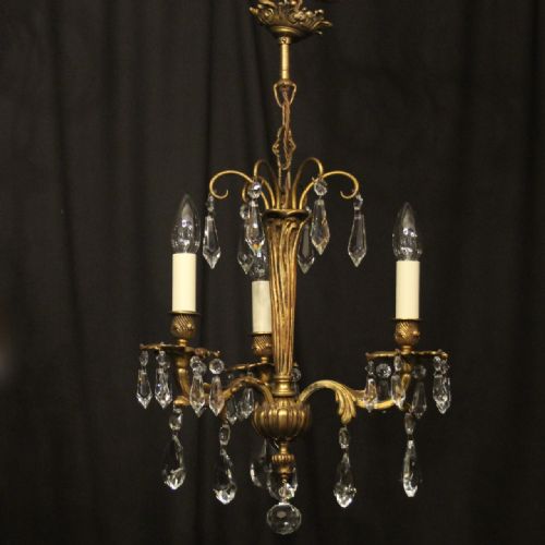 FRENCH PAIR OF GILDED BRONZE ANTIQUE CHANDELIERS - ADDITIONAL PHOTO 1