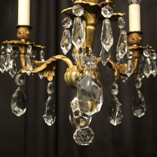 FRENCH PAIR OF GILDED BRONZE ANTIQUE CHANDELIERS - ADDITIONAL PHOTO 2