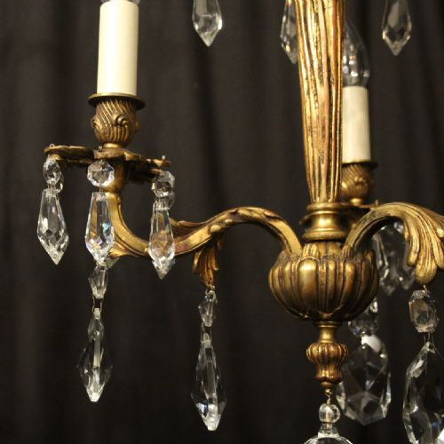 FRENCH PAIR OF GILDED BRONZE ANTIQUE CHANDELIERS - ADDITIONAL PHOTO 3