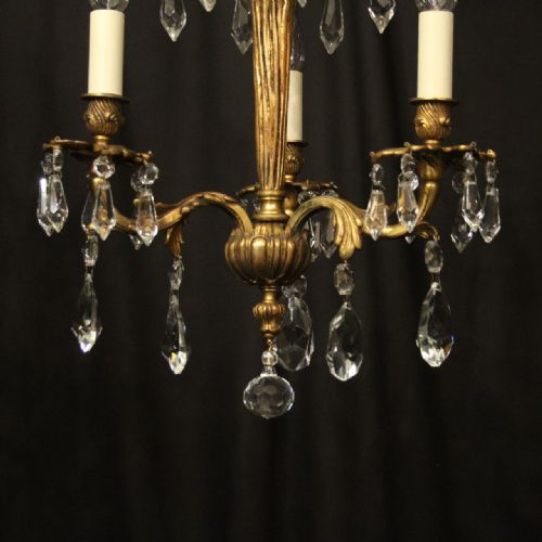 FRENCH PAIR OF GILDED BRONZE ANTIQUE CHANDELIERS - ADDITIONAL PHOTO 4