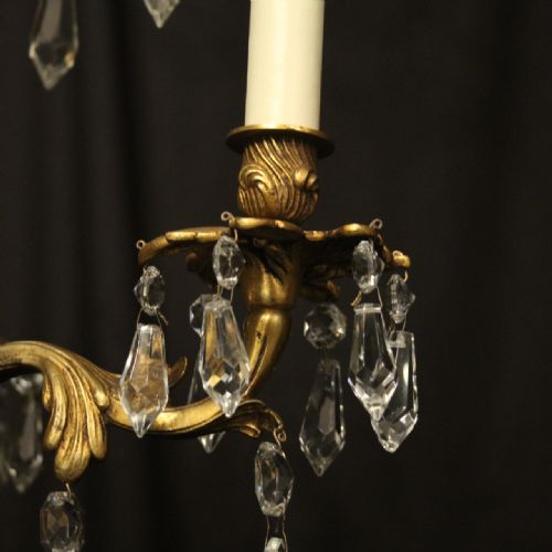 FRENCH PAIR OF GILDED BRONZE ANTIQUE CHANDELIERS - ADDITIONAL PHOTO 5