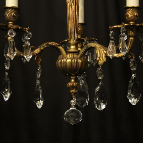 FRENCH PAIR OF GILDED BRONZE ANTIQUE CHANDELIERS - ADDITIONAL PHOTO 6