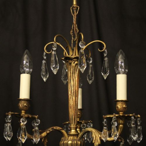 FRENCH PAIR OF GILDED BRONZE ANTIQUE CHANDELIERS - ADDITIONAL PHOTO 7