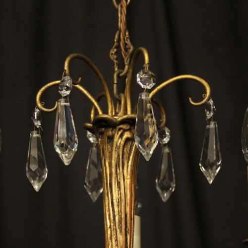 FRENCH PAIR OF GILDED BRONZE ANTIQUE CHANDELIERS - ADDITIONAL PHOTO 8