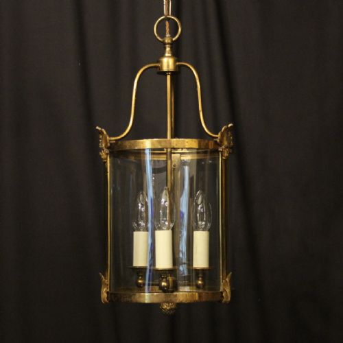 french gilded triple light convex antique lantern - CATEGORY: ANTIQUE LIGHTING - DATED 1920