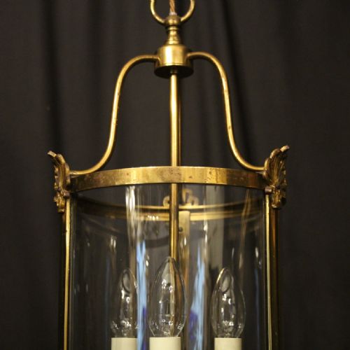 FRENCH GILDED TRIPLE LIGHT CONVEX ANTIQUE LANTERN - ADDITIONAL PHOTO 2