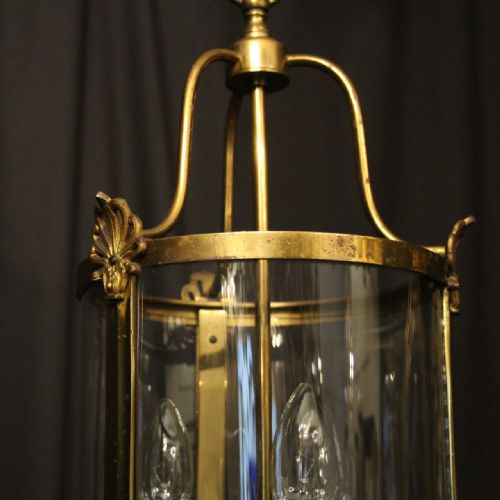 FRENCH GILDED TRIPLE LIGHT CONVEX ANTIQUE LANTERN - ADDITIONAL PHOTO 3