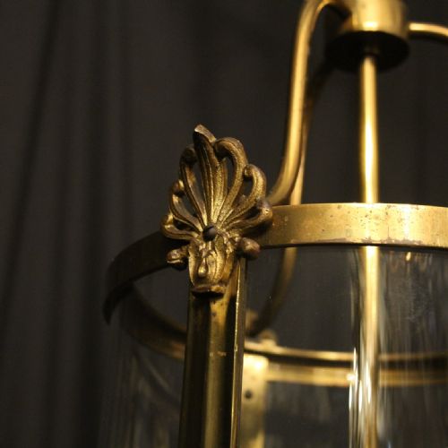 FRENCH GILDED TRIPLE LIGHT CONVEX ANTIQUE LANTERN - ADDITIONAL PHOTO 5