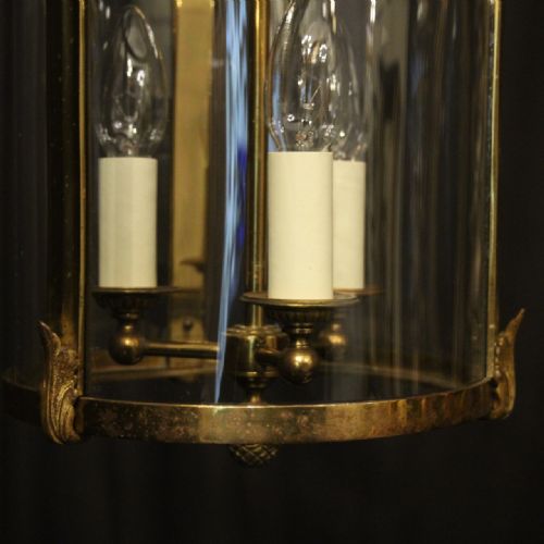 FRENCH GILDED TRIPLE LIGHT CONVEX ANTIQUE LANTERN - ADDITIONAL PHOTO 6
