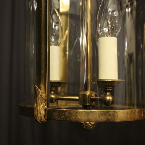 FRENCH GILDED TRIPLE LIGHT CONVEX ANTIQUE LANTERN - ADDITIONAL PHOTO 7