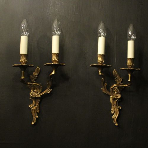 french pair of gilded brass wall lights - CATEGORY: ANTIQUE LIGHTING - DATED 1930