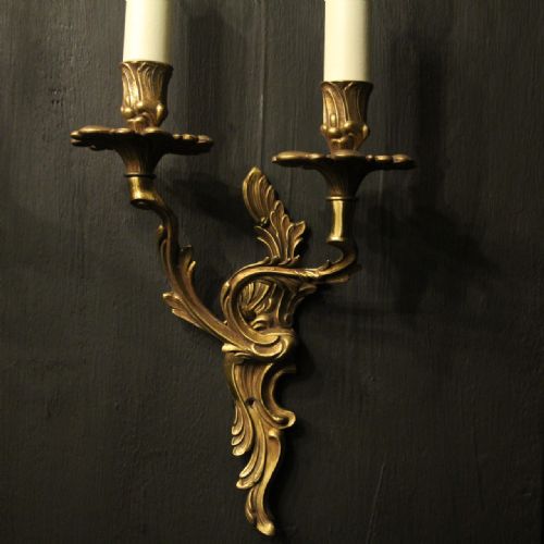 FRENCH PAIR OF GILDED BRASS WALL LIGHTS - ADDITIONAL PHOTO 2