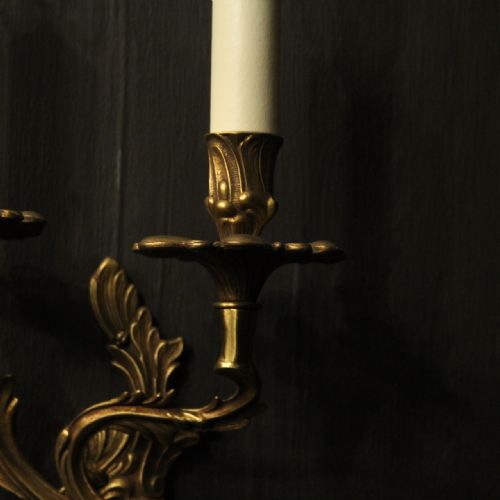 FRENCH PAIR OF GILDED BRASS WALL LIGHTS - ADDITIONAL PHOTO 4