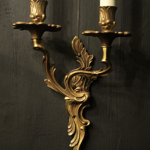FRENCH PAIR OF GILDED BRASS WALL LIGHTS - ADDITIONAL PHOTO 5