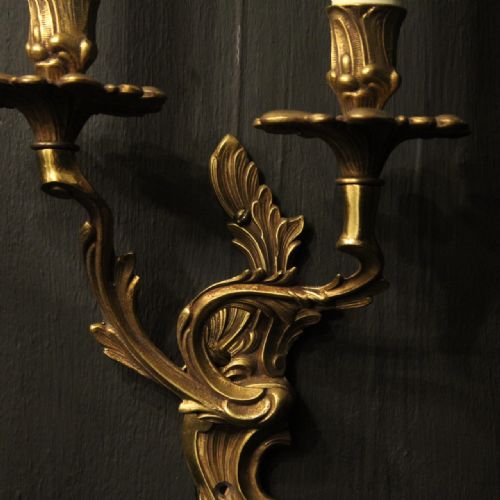 FRENCH PAIR OF GILDED BRASS WALL LIGHTS - ADDITIONAL PHOTO 6