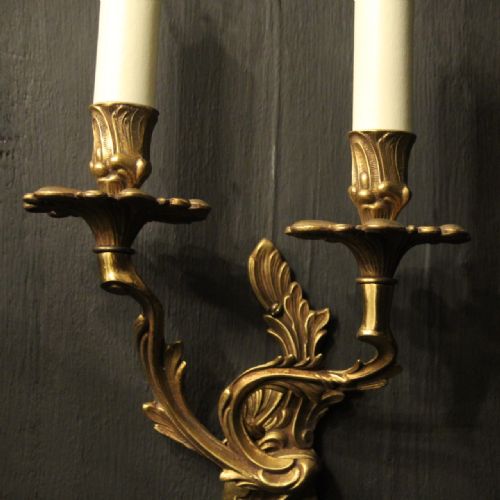 FRENCH PAIR OF GILDED BRASS WALL LIGHTS - ADDITIONAL PHOTO 7