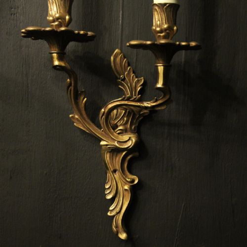 FRENCH PAIR OF GILDED BRASS WALL LIGHTS - ADDITIONAL PHOTO 8