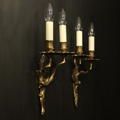 FRENCH PAIR OF GILDED BRASS WALL LIGHTS - ADDITIONAL PHOTO 9