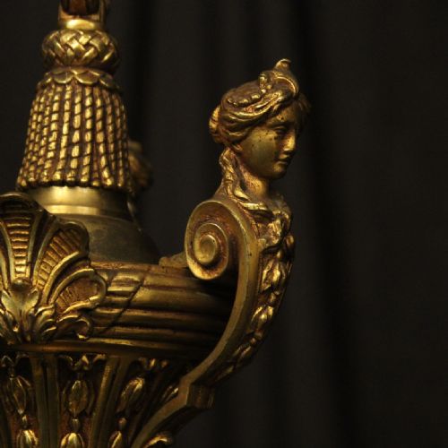 FRENCH GILDED BRONZE 6 LIGHT ANTIQUE CHANDELIER - ADDITIONAL PHOTO 4