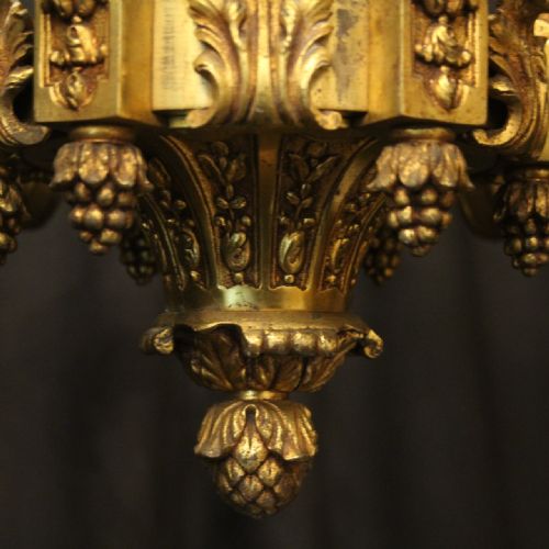 FRENCH GILDED BRONZE 6 LIGHT ANTIQUE CHANDELIER - ADDITIONAL PHOTO 8