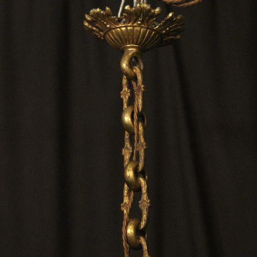 FRENCH GILDED BRONZE 6 LIGHT ANTIQUE CHANDELIER - ADDITIONAL PHOTO 9
