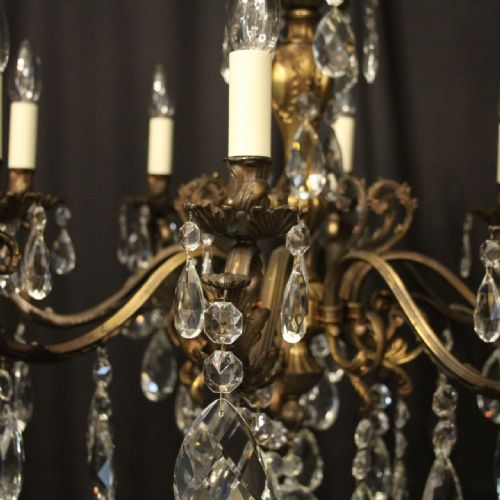 ITALIAN 8 LIGHT GILDED BRONZE CRYSTAL ANTIQUE CHANDELIER - ADDITIONAL PHOTO 2