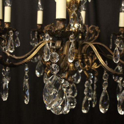 ITALIAN 8 LIGHT GILDED BRONZE CRYSTAL ANTIQUE CHANDELIER - ADDITIONAL PHOTO 5