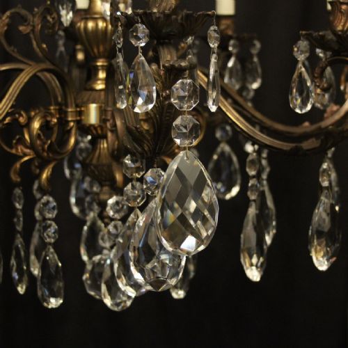 ITALIAN 8 LIGHT GILDED BRONZE CRYSTAL ANTIQUE CHANDELIER - ADDITIONAL PHOTO 6