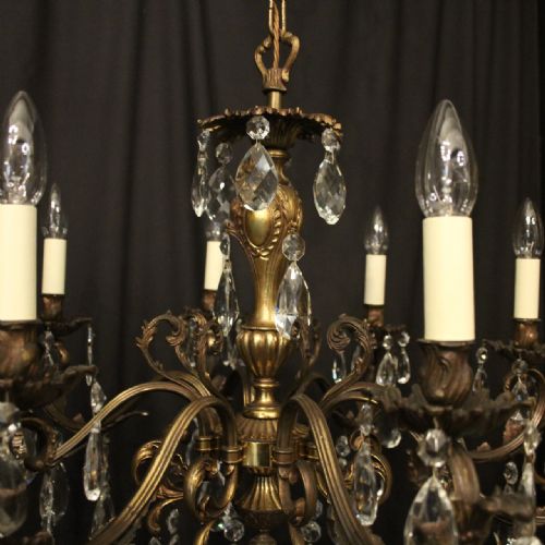 ITALIAN 8 LIGHT GILDED BRONZE CRYSTAL ANTIQUE CHANDELIER - ADDITIONAL PHOTO 7