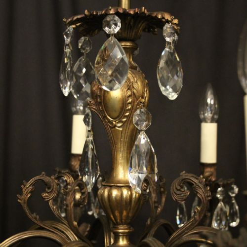 ITALIAN 8 LIGHT GILDED BRONZE CRYSTAL ANTIQUE CHANDELIER - ADDITIONAL PHOTO 8