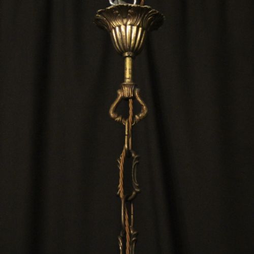 ITALIAN 8 LIGHT GILDED BRONZE CRYSTAL ANTIQUE CHANDELIER - ADDITIONAL PHOTO 9