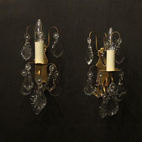 french pair of gilded single arm wall lights - CATEGORY: ANTIQUE LIGHTING - DATED 1930