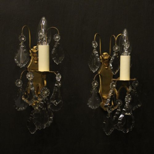 FRENCH PAIR OF GILDED SINGLE ARM WALL LIGHTS - ADDITIONAL PHOTO 1