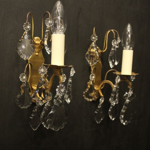 FRENCH PAIR OF GILDED SINGLE ARM WALL LIGHTS - ADDITIONAL PHOTO 2